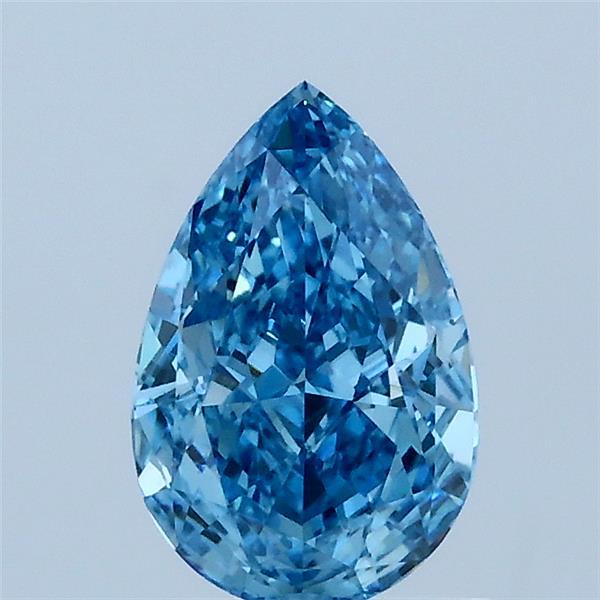 1.01 Carat Pear Lab Grown Diamond, Fancy Vivid Blue Color, VS1 Clarity