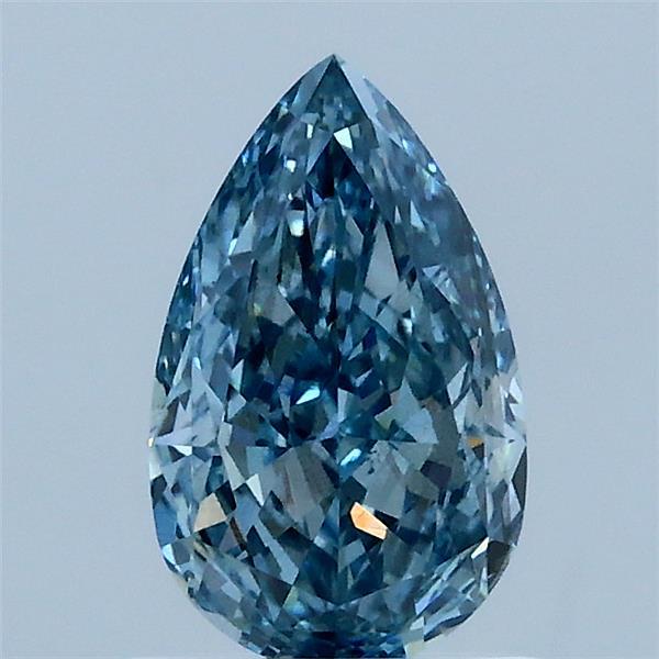 1.05 Carat Pear Lab Grown Diamond, Fancy Intense Blue Color, VS2 Clarity