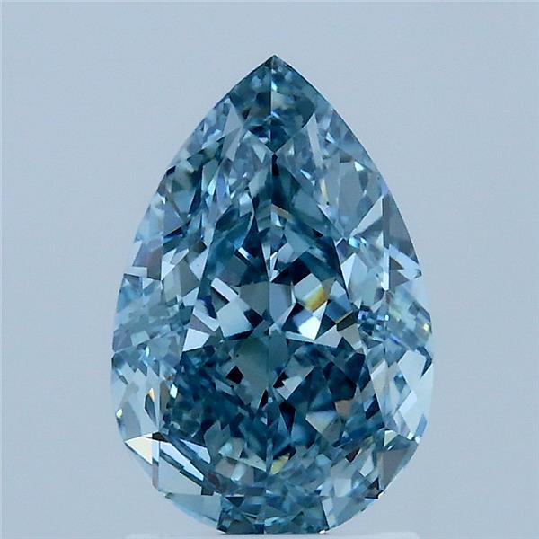 2.08 Carat Pear Lab Grown Diamond, Fancy Vivid Blue Color, VS1 Clarity