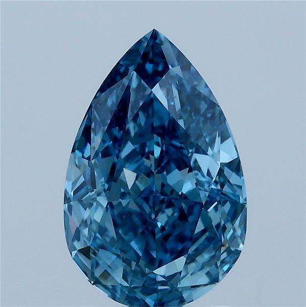 2.55 Carat Pear Lab Grown Diamond, Fancy Vivid Blue Color, VS1 Clarity