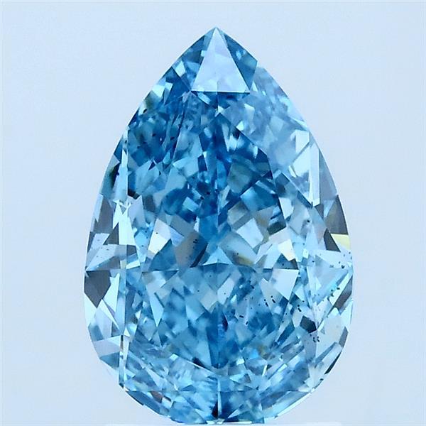 2.04 Carat Pear Lab Grown Diamond, Fancy Vivid Blue Color, VS2 Clarity