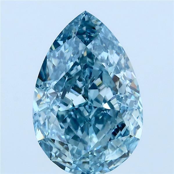 3.03 Carat Pear Lab Grown Diamond, Fancy Vivid Blue Color, VVS2 Clarity