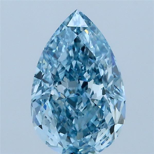 1.67 Carat Pear Lab Grown Diamond, Fancy Vivid Blue Color, VS1 Clarity