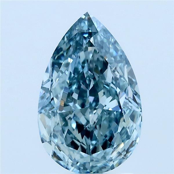 2.03 Carat Pear Lab Grown Diamond, Fancy Vivid Blue Color, VVS2 Clarity