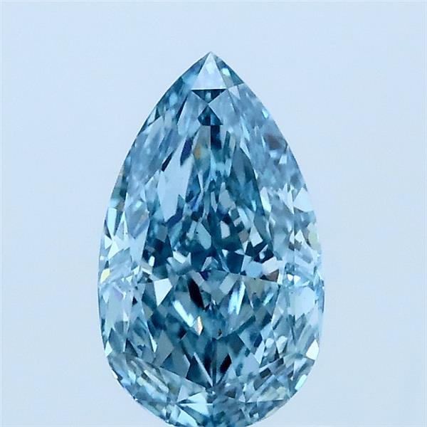 0.91 Carat Pear Lab Grown Diamond, Fancy Vivid Blue Color, VS1 Clarity