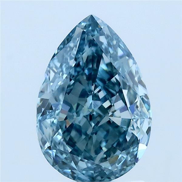 2.09 Carat Pear Lab Grown Diamond, Fancy Vivid Blue Color, VVS2 Clarity