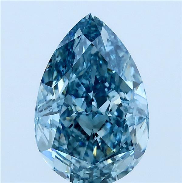 2.52 Carat Pear Lab Grown Diamond, Fancy Vivid Blue Color, VVS2 Clarity