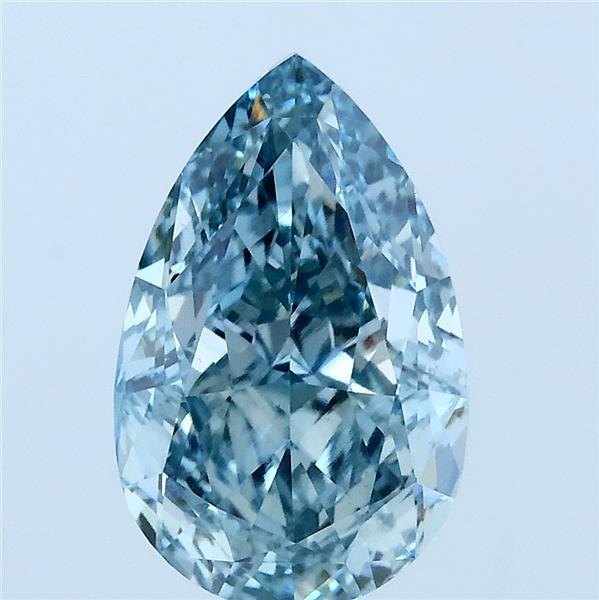 3.03 Carat Pear Lab Grown Diamond, Fancy Vivid Blue Color, VS1 Clarity