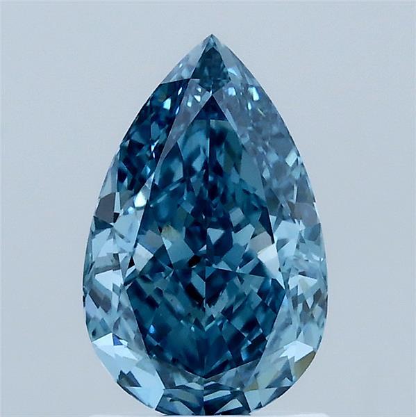 1.50 Carat Pear Lab Grown Diamond, Fancy Vivid Blue Color, VS1 Clarity