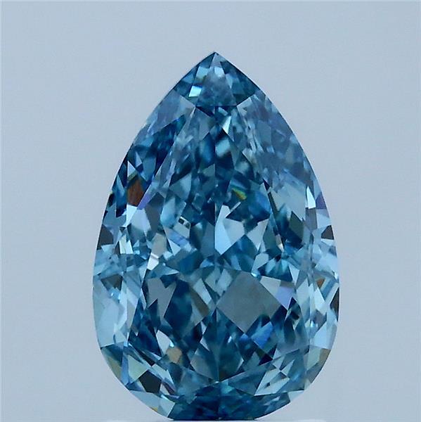 2.07 Carat Pear Lab Grown Diamond, Fancy Vivid Blue Color, VS1 Clarity
