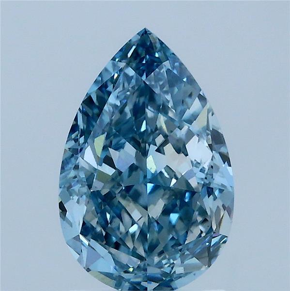 2.04 Carat Pear Lab Grown Diamond, Fancy Vivid Blue Color, VS1 Clarity