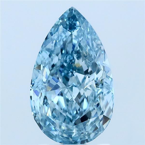 2.04 Carat Pear Lab Grown Diamond, Fancy Vivid Blue Color, VS1 Clarity