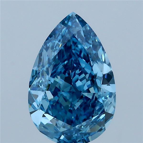 3.02 Carat Pear Lab Grown Diamond, Fancy Vivid Blue Color, VS1 Clarity