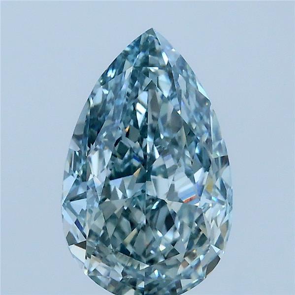 2.07 Carat Pear Lab Grown Diamond, Fancy Green Blue Color, VVS2 Clarity