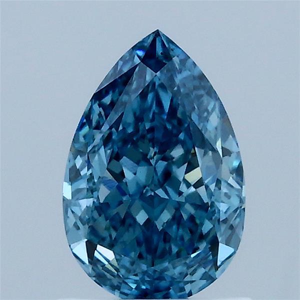1.21 Carat Pear Lab Grown Diamond, Fancy Vivid Blue Color, VS1 Clarity
