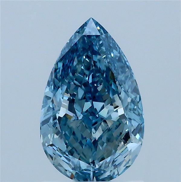 1.52 Carat Pear Lab Grown Diamond, Fancy Vivid Blue Color, VVS2 Clarity