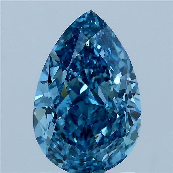 2.04 Carat Pear Lab Grown Diamond, Fancy Vivid Blue Color, VS1 Clarity