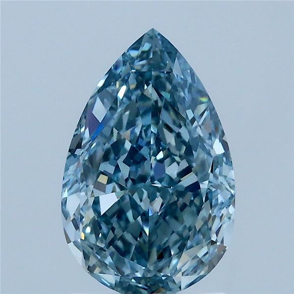 2.02 Carat Pear Lab Grown Diamond, Fancy Vivid Blue Color, VVS2 Clarity