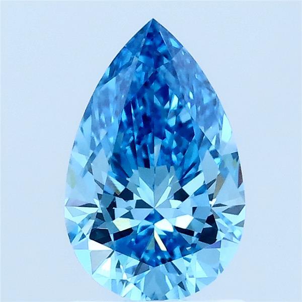 1.01 Carat Pear Lab Grown Diamond, Fancy Vivid Blue Color, VVS2 Clarity