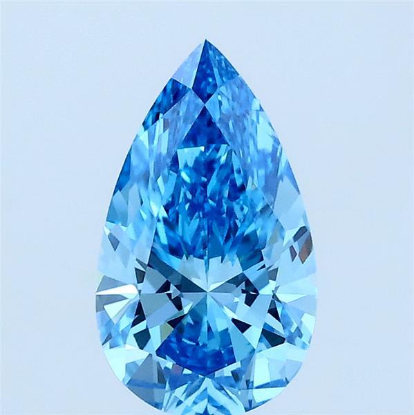 1.03 Carat Pear Lab Grown Diamond, Fancy Vivid Blue Color, VS1 Clarity