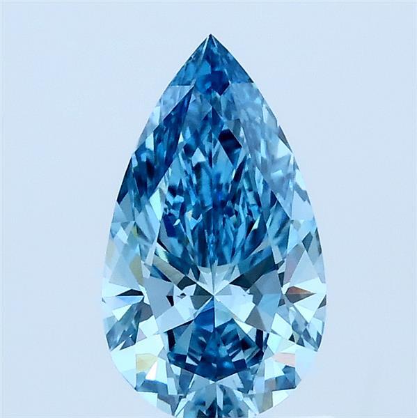 1.01 Carat Pear Lab Grown Diamond, Fancy Vivid Blue Color, VVS2 Clarity