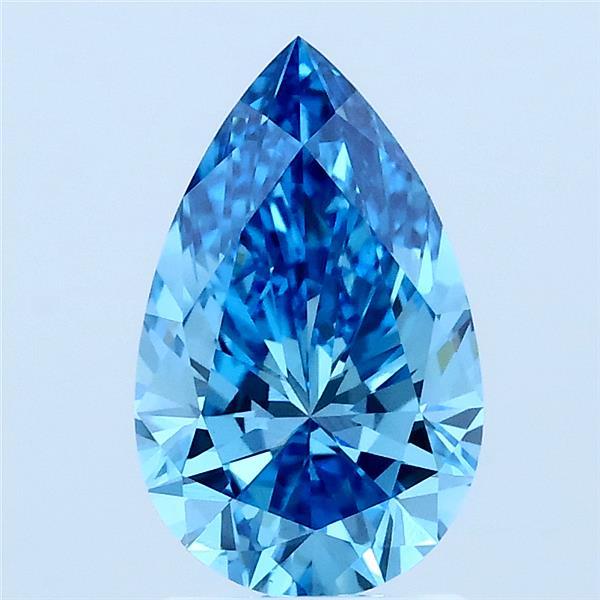 1.54 Carat Pear Lab Grown Diamond, Fancy Vivid Blue Color, VS1 Clarity
