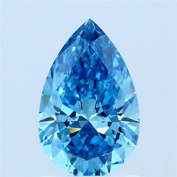 1.00 Carat Pear Lab Grown Diamond, Fancy Vivid Blue Color, VVS2 Clarity