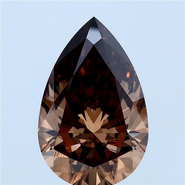 4.05 Carat Pear Lab Grown Diamond, Fancy Brown Color, VVS2 Clarity