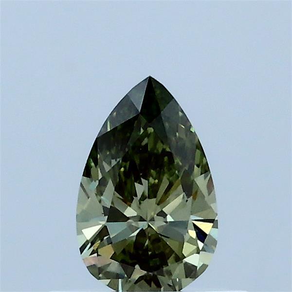 0.39 Carat Pear Lab Grown Diamond, Fancy Vivid Green Color, VS1 Clarity
