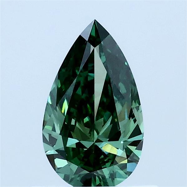 0.52 Carat Pear Lab Grown Diamond, Fancy Vivid Green Color, VS1 Clarity