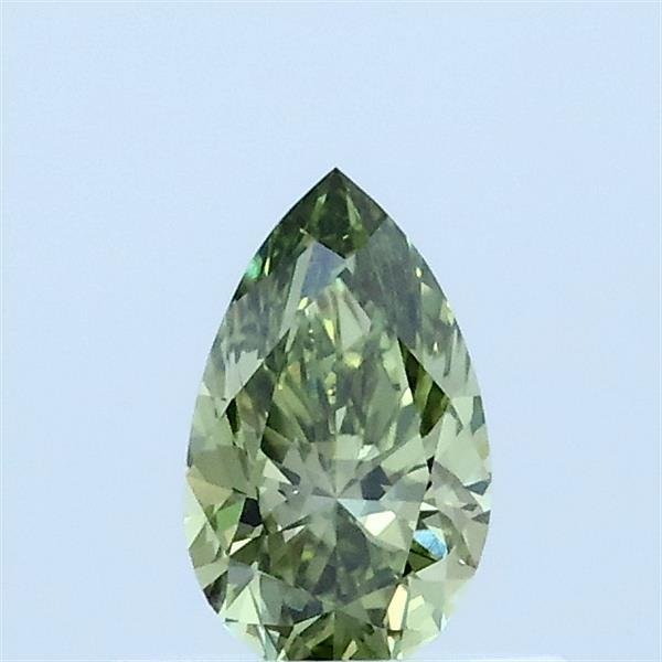 0.41 Carat Pear Lab Grown Diamond, Fancy Vivid Green Color, VS2 Clarity