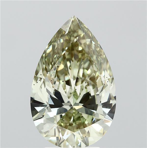 4.01 Carat Pear Lab Grown Diamond, Fancy Greeny Color, SI1 Clarity