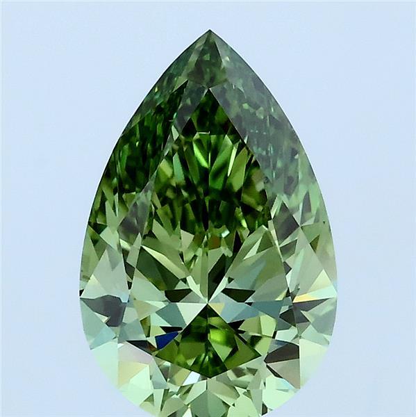 2.00 Carat Pear Lab Grown Diamond, Fancy Vivid Green Color, VS2 Clarity