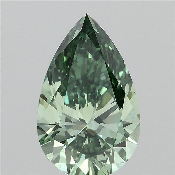 2.50 Carat Pear Lab Grown Diamond, Fancy Vivid Green Color, VS1 Clarity