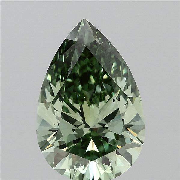 3.01 Carat Pear Lab Grown Diamond, Fancy Vivid Green Color, VS2 Clarity