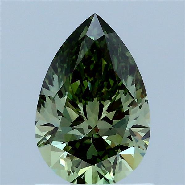 1.01 Carat Pear Lab Grown Diamond, Fancy Vivid Green Color, VVS2 Clarity