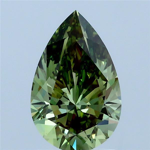 1.66 Carat Pear Lab Grown Diamond, Fancy Vivid Green Color, VS1 Clarity
