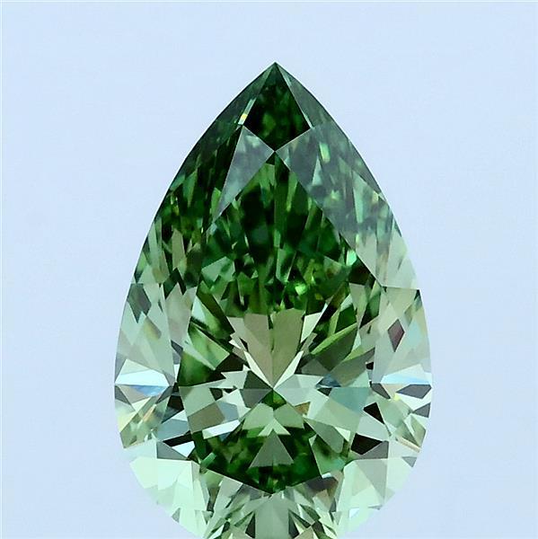 2.03 Carat Pear Lab Grown Diamond, Fancy Vivid Green Color, VS1 Clarity