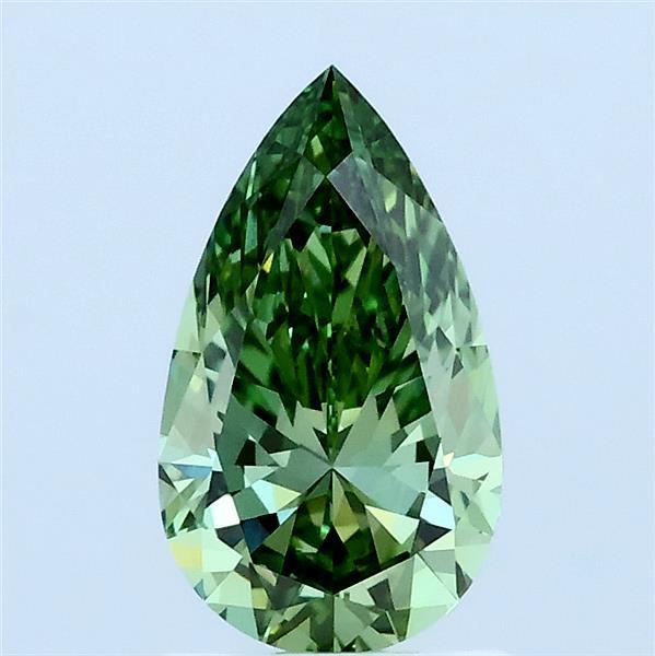 1.00 Carat Pear Lab Grown Diamond, Fancy Vivid Green Color, VS1 Clarity