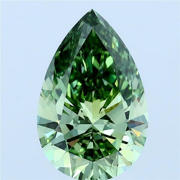 2.04 Carat Pear Lab Grown Diamond, Fancy Vivid Green Color, VS2 Clarity