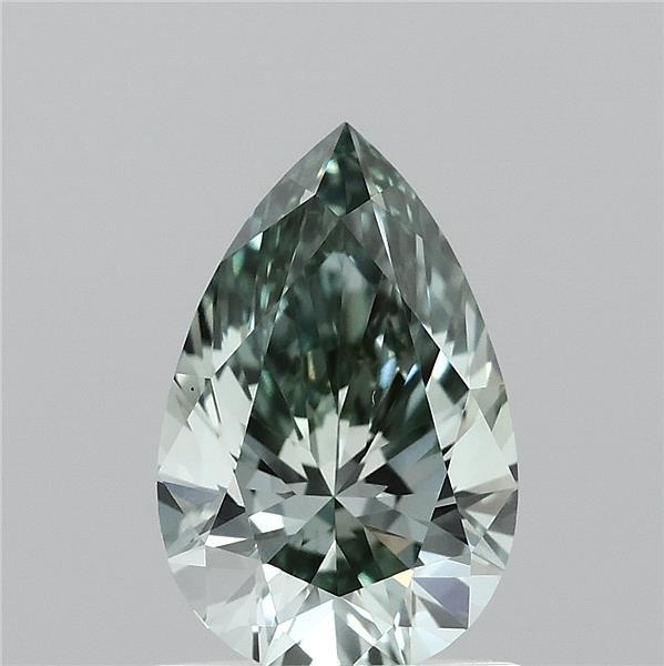 1.03 Carat Pear Lab Grown Diamond, Fancy Vivid Green Color, VVS2 Clarity