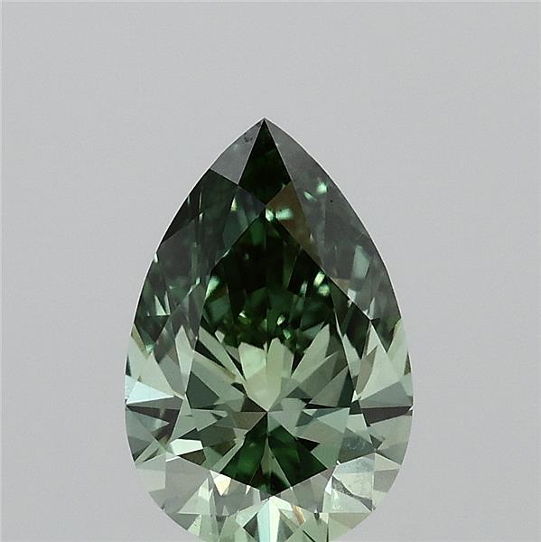 1.38 Carat Pear Lab Grown Diamond, Fancy Vivid Green Color, VS1 Clarity