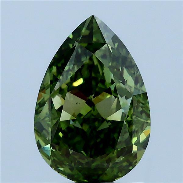 2.01 Carat Pear Lab Grown Diamond, Fancy Vivid Green Color, VS1 Clarity