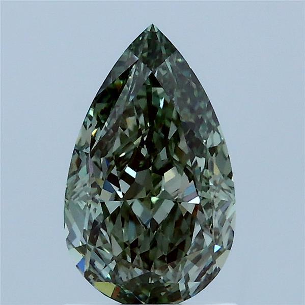 1.52 Carat Pear Lab Grown Diamond, Fancy Vivid Green Color, VVS2 Clarity