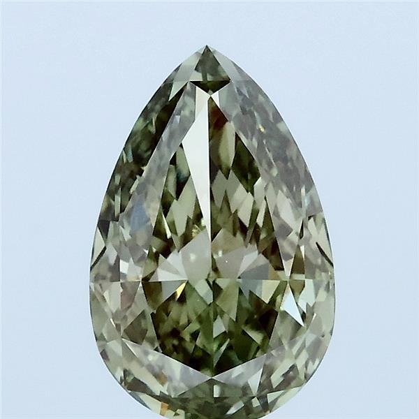 2.02 Carat Pear Lab Grown Diamond, Fancy Vivid Green Color, VVS2 Clarity