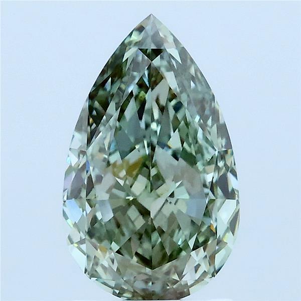 2.07 Carat Pear Lab Grown Diamond, Fancy Intense Green Color, VVS2 Clarity
