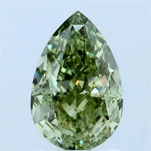 1.59 Carat Pear Lab Grown Diamond, Fancy Vivid Green Color, VS1 Clarity