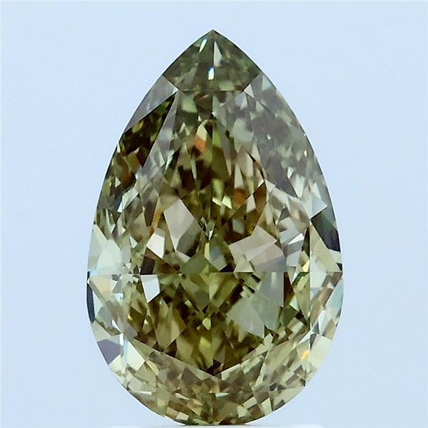 2.00 Carat Pear Lab Grown Diamond, Fancy Vivid Yellow Green Color, VS1 Clarity
