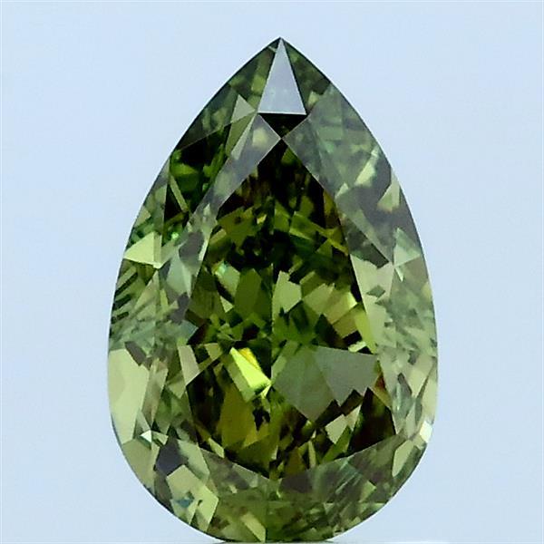 1.02 Carat Pear Lab Grown Diamond, Fancy Vivid Green Color, VS1 Clarity