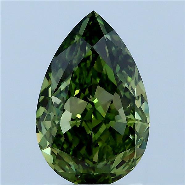 2.08 Carat Pear Lab Grown Diamond, Fancy Vivid Green Color, VS1 Clarity
